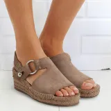 Women Arc Suede Espadrille Wedge Sandals