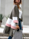 Women Sweater Long Striped Long Sleeve Cardigan Plush Coat