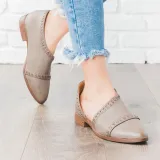 Trendy Stitched Style Side Cutout Loafers Casual PU Low Heel Loafers