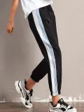 Plus Size Women Striped Plain Casual Pants