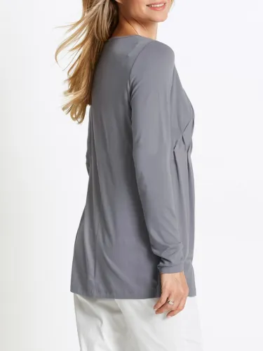 3/4 Sleeve Casual Crew Neck Folds Solid Blouse