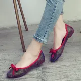 Women Bowknot  Sparkling Glitter Flats Casual Comfort Slip On Shoes