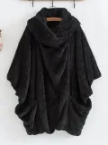 Casual Women Turtleneck Big Pockets Cloak Coats