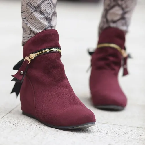 Women Flocking Booties Casual Comfort Shoes