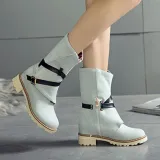 Women Plus Size Chunky Heel Adjustable Buckle Spring/Fall Boots