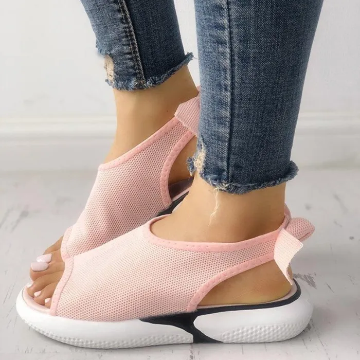 Women Mesh Fabric Sandals Casual Breathable Bowknot Embellished Shoes