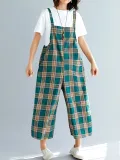 Plus Size Women Plaid Casual Jumpsuits