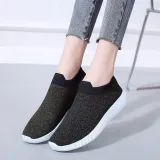 Comfy Summer Flyknit Fabric Flat Heel Sneakers Athletic Casual Shoes
