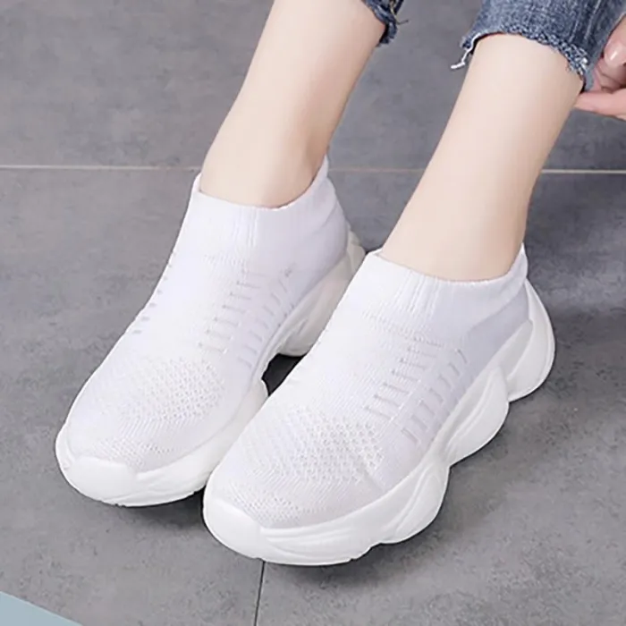 Women Mesh Fabric Sneakers Casual Comfort Socks Slip On Shoes