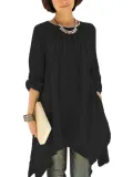 Asymmetric Long Sleeve Blouses&Shirt
