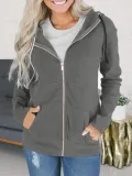 Solid Paneled Casual Polyester Hoody