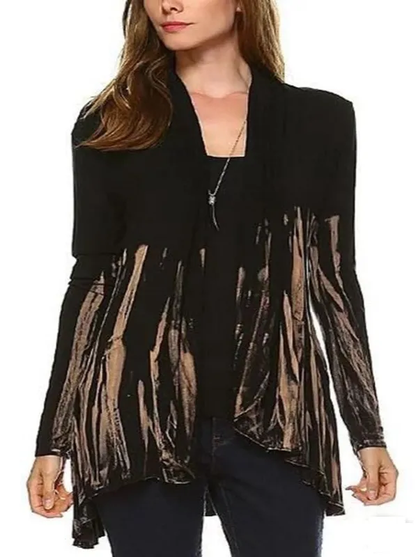 Floral Cotton V Neck Long Sleeve Printed Coat