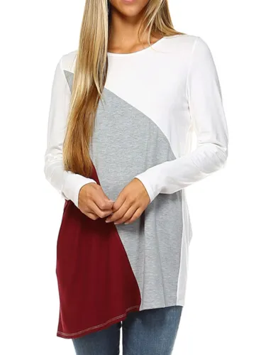 Color Block Plain Long Sleeve Cotton-Blend Blouse & Shirts