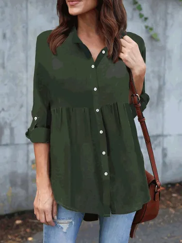Polyester Shawl Collar Casual Shirts