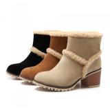 Womens Casual Chunky Heel Ankle Snow Boots