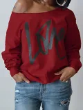 Womens Round Neck LOVE Printed Hoodie