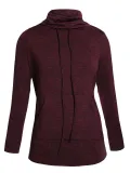 Cowl Neck Long Sleeve Spandex Pockets Women Clothing