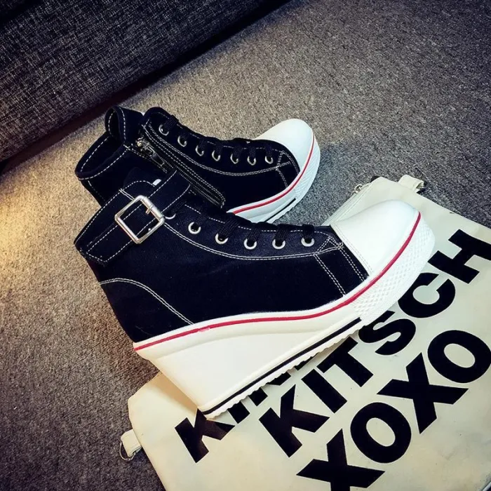 Women Korean Style Canvas Wedge Heel Casual Big Size Shoes
