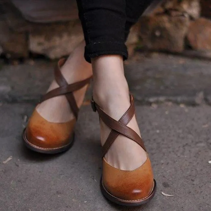 Women's high heels 8 cm with buckle strap