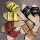 Women Crisscross Buckle Beach Pu Flat Heel Summer Sandals