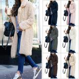 Plus Size Casual Solid Long Sleeve Fluffy Coat