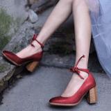 Women's Elegant Chunky Heel Lace-Up Pumps