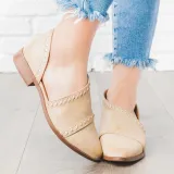 Trendy Stitched Style Side Cutout Loafers Casual PU Low Heel Loafers