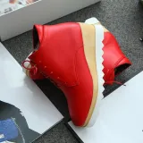 Women Wedge Heel Booties Casual Lace Up Plus Size Shoes