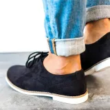 Womens Oxford Shoes Comfort Low Heel Lace-up Daily Loafers