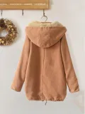 Solid Cotton Vintage Hoodie Long Sleeve Coat