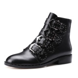 Metal Rivets Artificial Leather Office Booties Wedge Daily Chelsea Boots