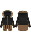 Color-block Zipper Pockets Hoodie Coat