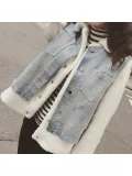 Two Piece Cotton-Blend Plus Jeans Jacket Casual Coat