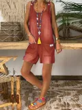 Blue Cotton Casual One-Pieces