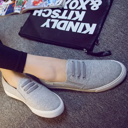 Gray Canvas Spring/Fall Daily Loafers