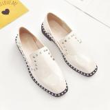 Women Patent leather Rivet Low Heel Loafers Casual Comfort Shoes