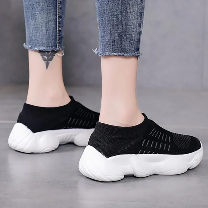 Women Mesh Fabric Sneakers Casual Comfort Socks Slip On Shoes