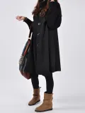 Red Plain Long Sleeve Turtle Neck Coats Jacket