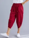 Plus Size Women Plain Casual Pants