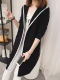 Binding Casual H-line Long Sleeve Hoodie Coat