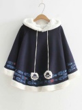 Deep Blue Cotton Cloak Outerwear