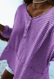 Buttoned Casual V Neck Cotton Shirts & Tops