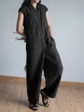 Casual Short Sleeve Plus Size Jumpsuits With Pockets