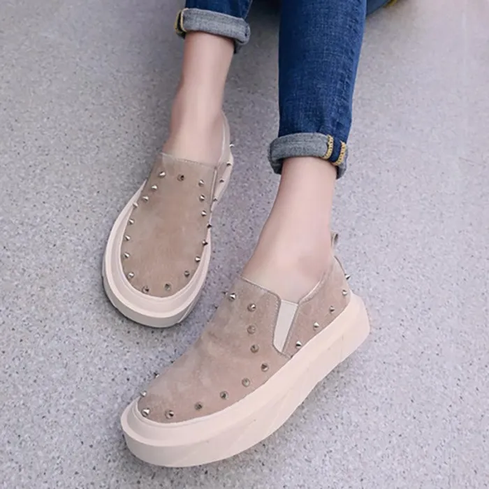 Women Artificial Suede Loafers Casual Comfort Flat Shoes