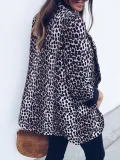 Brown Leopard Print Long Sleeve Printed Lapel Blazers