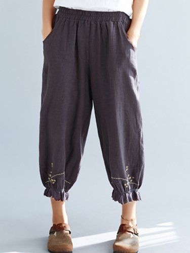 Plus Size Women Plain Casual Pants