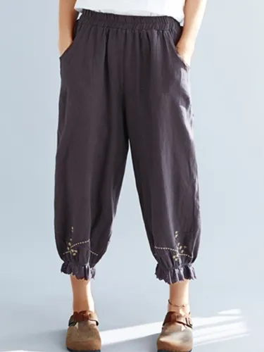 Plus Size Women Plain Casual Pants