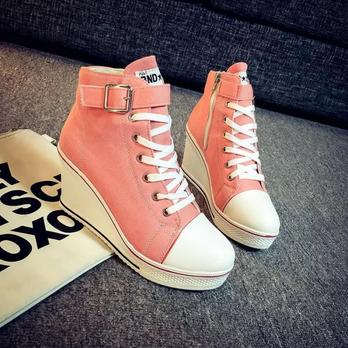 Women Korean Style Canvas Wedge Heel Casual Big Size Shoes