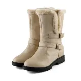 Womens Casual Round Toe Pu Snow Boots