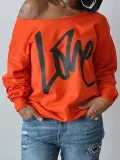 Womens Round Neck LOVE Printed Hoodie
